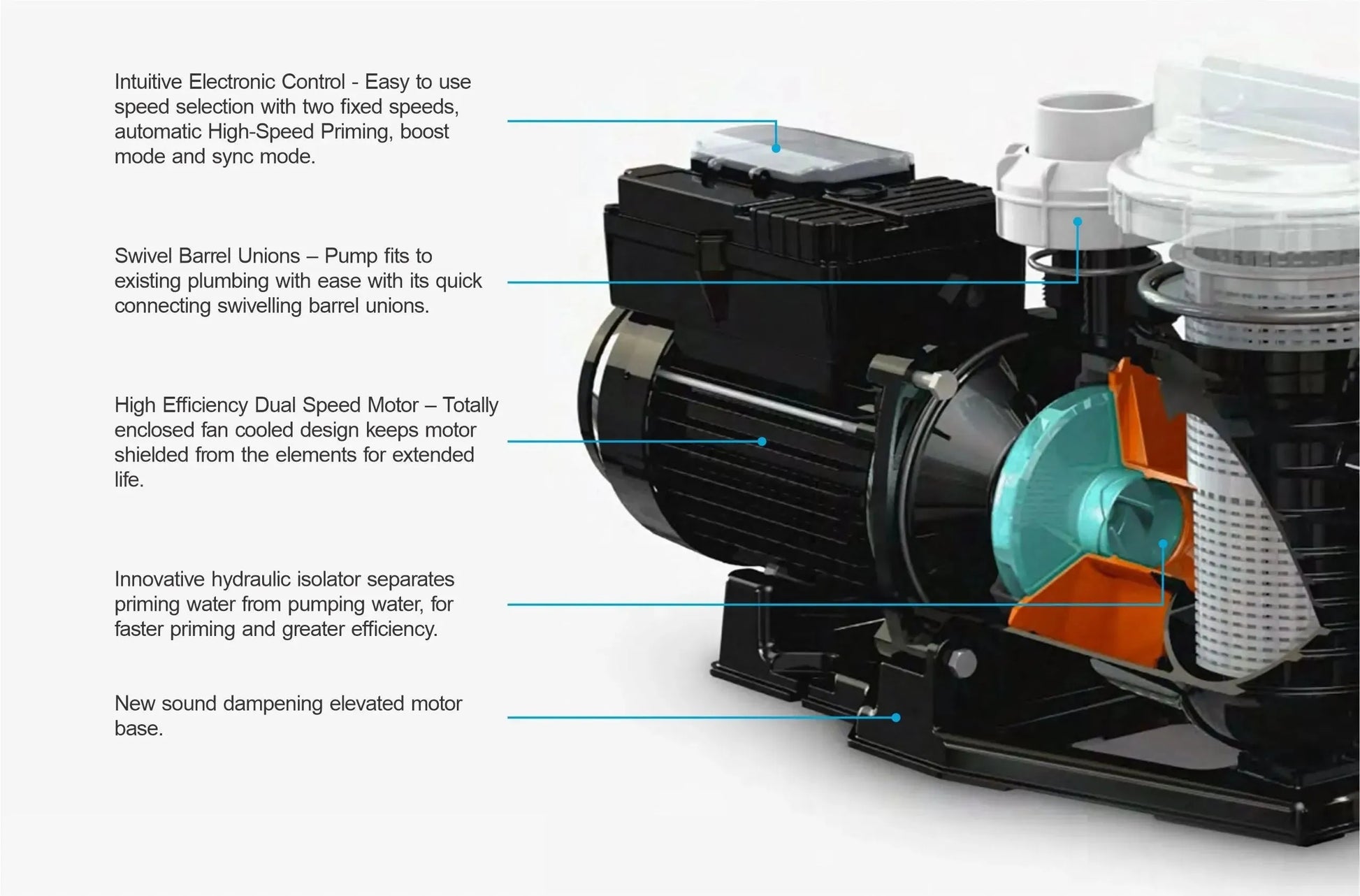 Pantera Evolution Pool Pump 950W 2 Speed, Pool World Australia