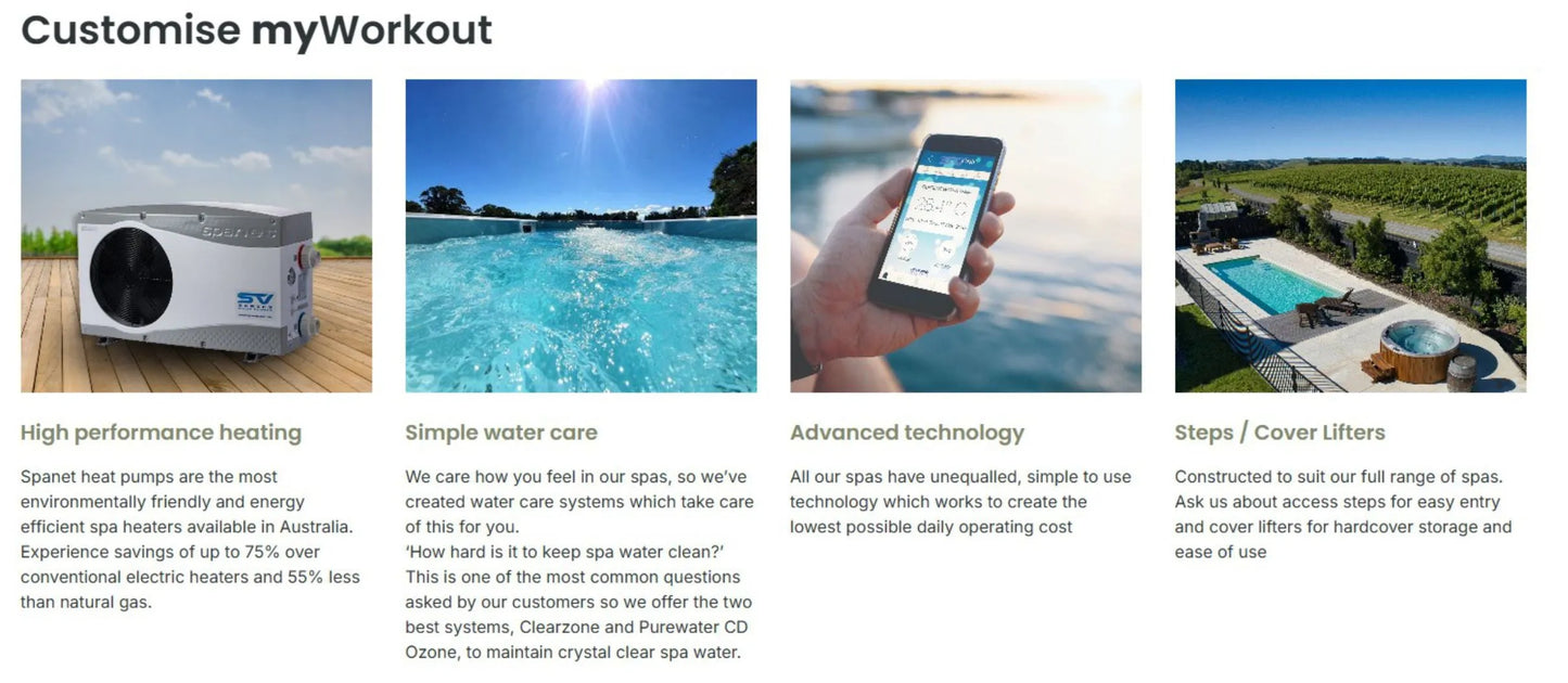 myWorkout | Swim Spa | Sapphire Spas, Pool World Australia