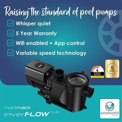 Madimack InverFlow Plus F300i 1.0HP Variable Speed Inverter Pool Pump w/ WiFi, Pool World Australia