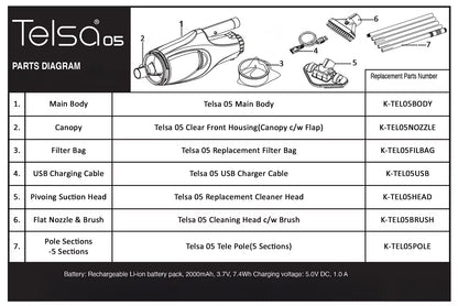 Telsa 05 Cordless Spa Cleaner