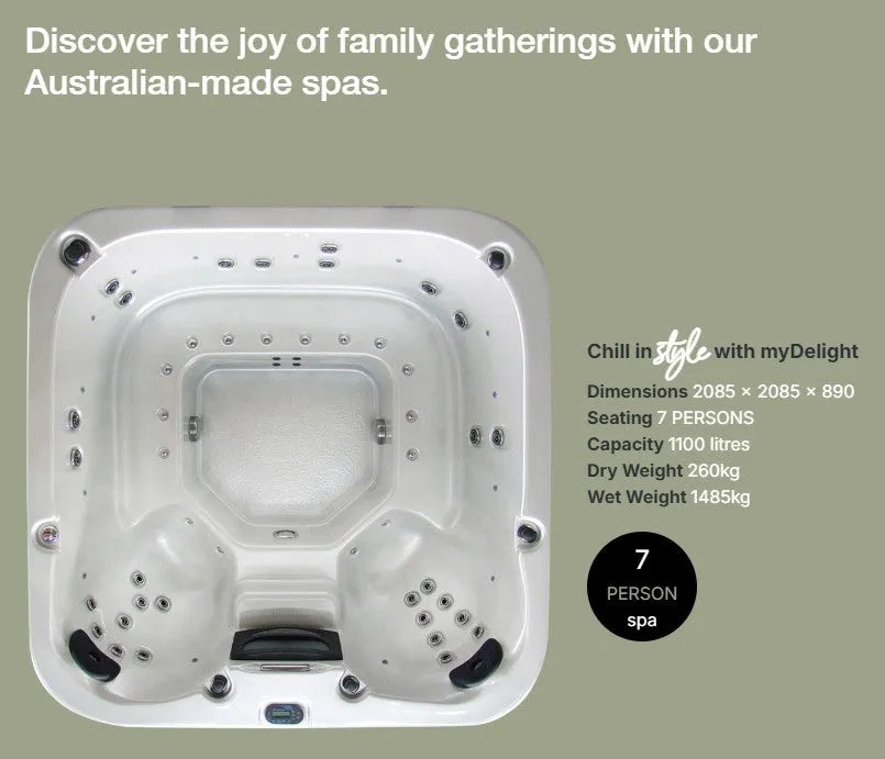 myDelight | 7 Person Spa | Sapphire Spas, Pool World Australia