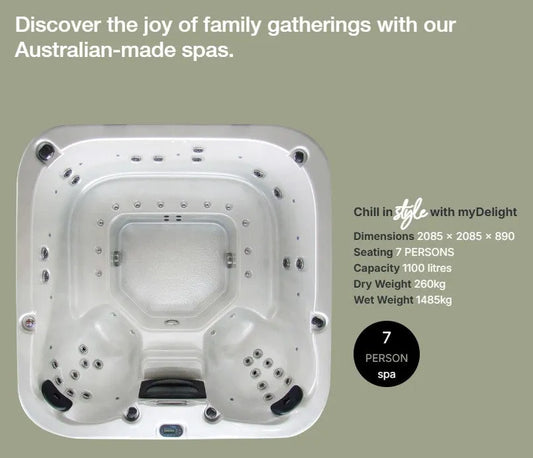 myDelight | 7 Person Spa | Sapphire Spas, Pool World Australia